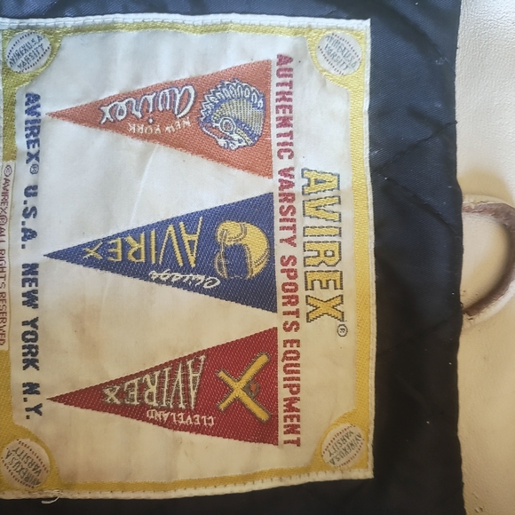 Avirex Cream and Black Bomber Jacket - Picture 3 of 8